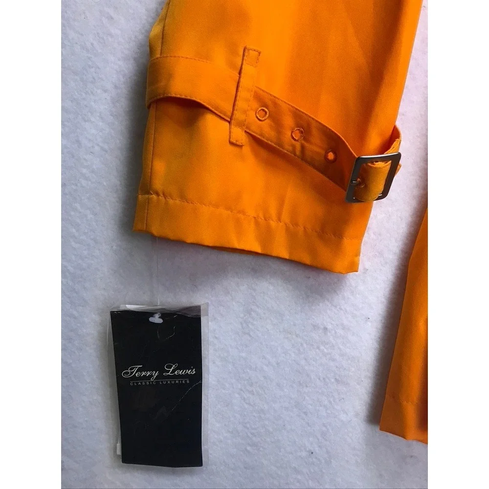 Terry Lewis Classic Luxuries Women Orange‎ Belted Trench Coat Rain Jacket 1X NEW